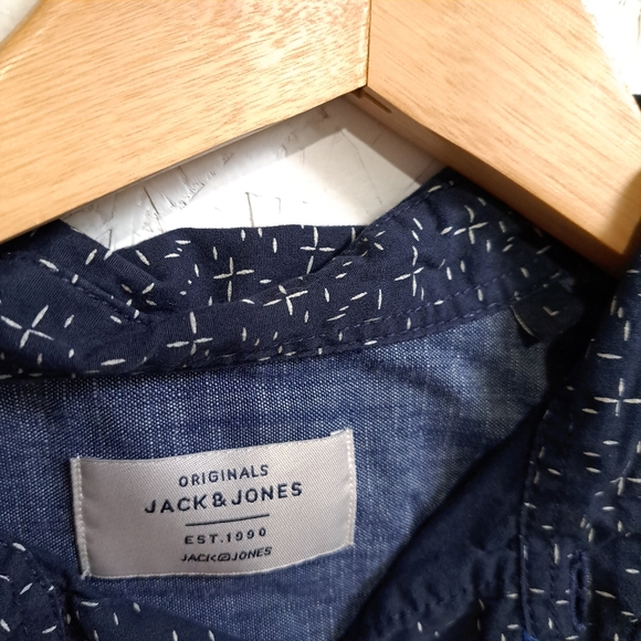 Jack & Jones | Navy blue patterned button up men's dress shirt - Picture 7 of 8
